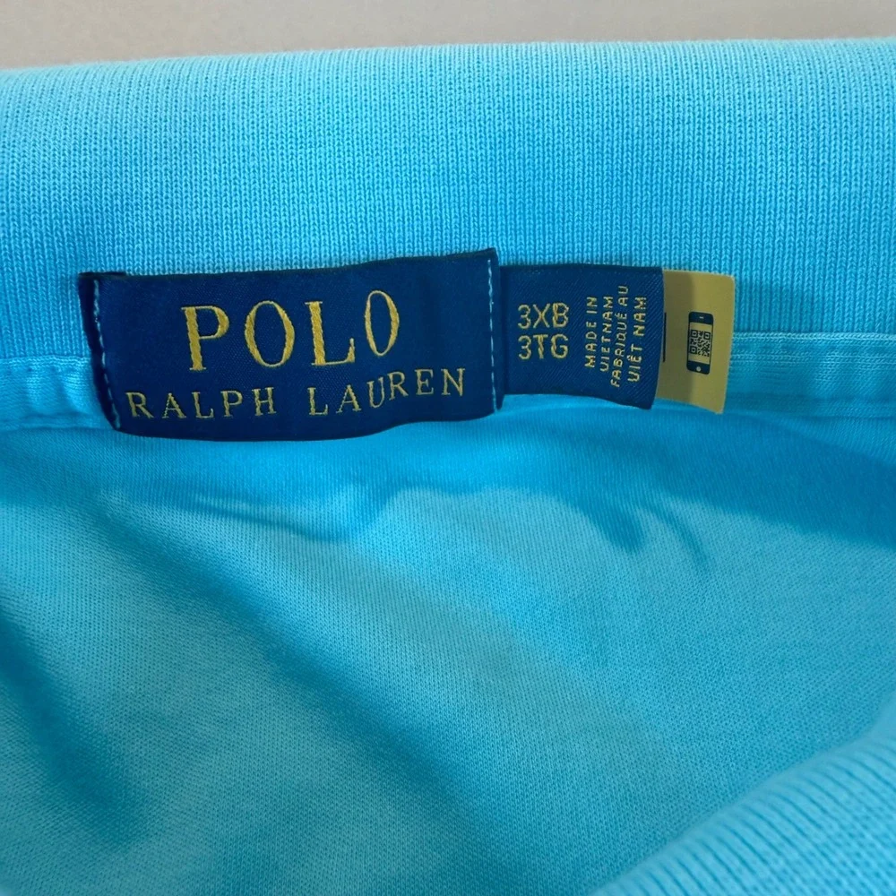 Polo Ralph Lauren Mens 3XB Blue Pima Cotton Short Sleeve Polo Shirt Pony Logo